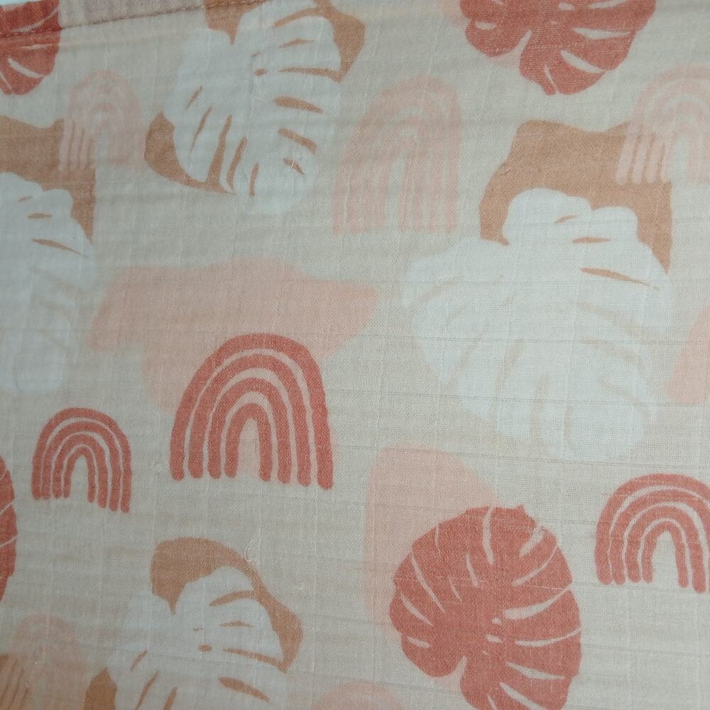 Sweet Sweet Honey Hawaii Bamboo Swaddle Blanket 45" x 43" pink rainbows tropical - Picture 8 of 13